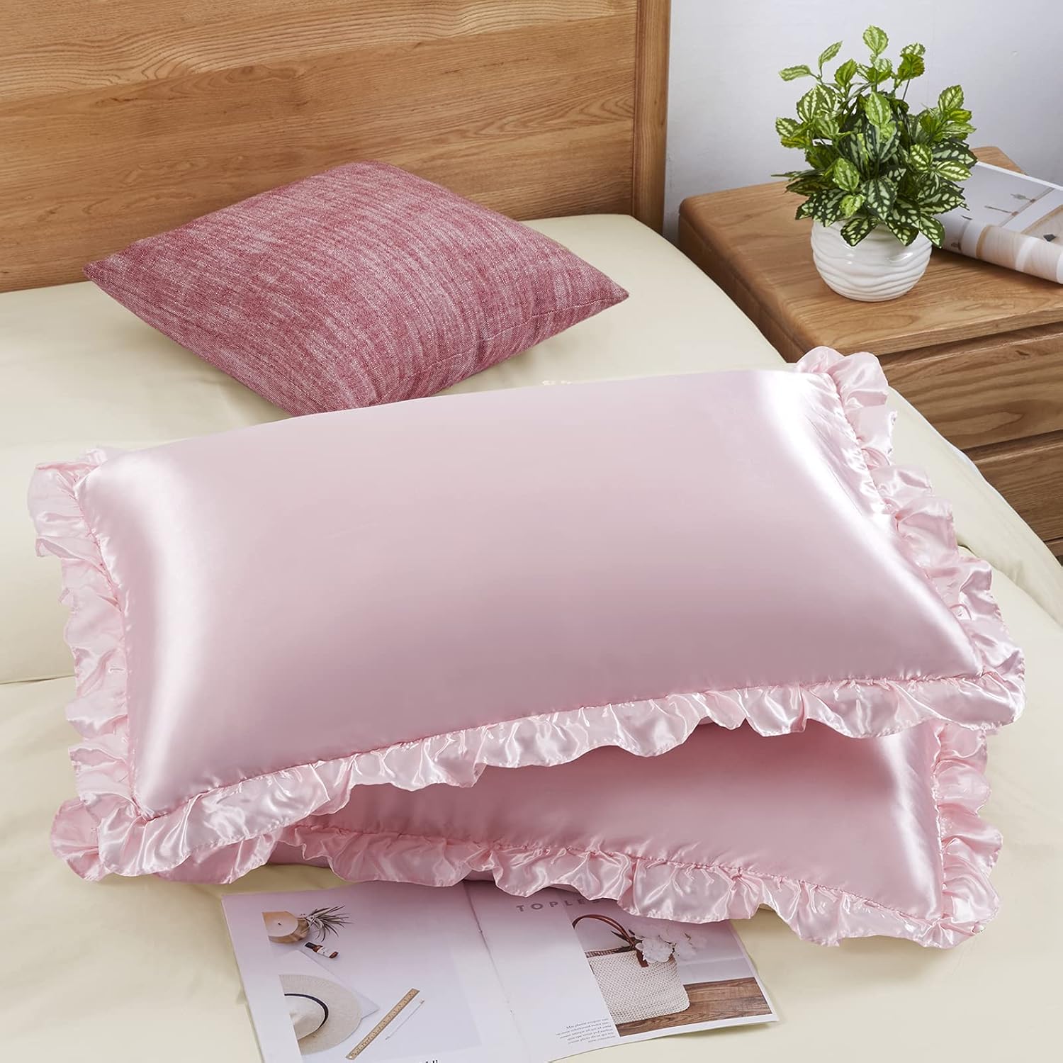 Silk Pillowcase - 2 Federe in Raso con Volant